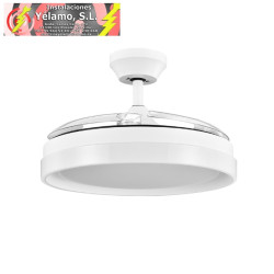 VENTILADOR DC ZENIT BLANCO 59W 3 ASPAS DESPLEGABLES 107D 6980LM 6 VELOCIDADES 3000K,4500K6000K REMOTO+TEMPORIZADOR+MEMORIA