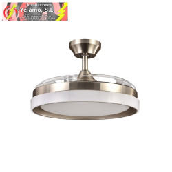 VENTILADOR DC ZENIT NIQUEL 59W 3 ASPAS DESPLEGABLES 107D 6980LM 6VEL 3000K,4500K,6000K, REMOTO+TEMPORIZADOR+MEMORIA