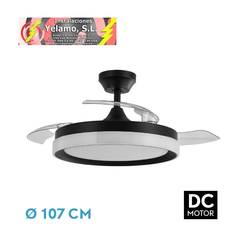 VENTILADOR DC ZENIT NEGRO 72W 3 ASPAS DESPLEGABLES 107D 7200LM 6VEL 3000K,4500K,6000K, REMOTO+TEMPORIZADOR+MEMORIA