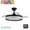 VENTILADOR DC ZENIT NEGRO 72W 3 ASPAS DESPLEGABLES 107D 7200LM 6VEL 3000K,4500K,6000K, REMOTO+TEMPORIZADOR+MEMORIA