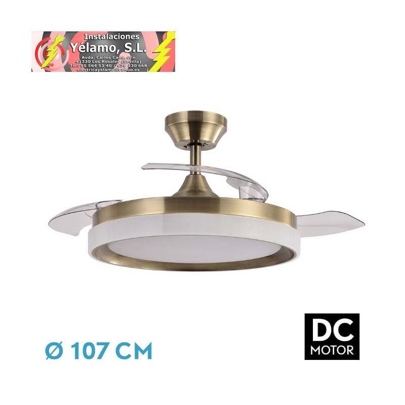 VENTILADOR DC ZENIT CUERO 59W 3ASPAS DESPLEGABLES 107D 6980LM 6VEL 3000K,4500K,6000K, REMOTO+TEMPORIZADOR+MEMORIA