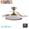VENTILADOR DC ZENIT CUERO 59W 3ASPAS DESPLEGABLES 107D 6980LM 6VEL 3000K,4500K,6000K, REMOTO+TEMPORIZADOR+MEMORIA