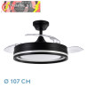 VENTILADOR DC CERRATO NEGRO 72W 3ASPAS DESPLEGABLES 107D 7200LM 6VEL 3000K,4500K,6000K, REMOTO+TEMPORIZADOR+MEMORIA