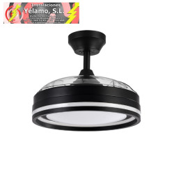 VENTILADOR DC CERRATO NEGRO 72W 3ASPAS DESPLEGABLES 107D 7200LM 6VEL 3000K,4500K,6000K, REMOTO+TEMPORIZADOR+MEMORIA