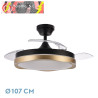 VENTILADOR DC BLONDI NEGRO/ORO 72W 3ASPAS 107D 7200LM 6VEL 3000K,4500K,6000K, REMOTO+TEMPORIZADOR+MEMORIA