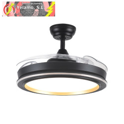 VENTILADOR DC PICOLO 72W 6226LM NEGRO/ORO 3 ASPAS DESPLEGABLES 106D 3000-4000-6500K REMOTO, TEMPORIZADOR, MEMORIA