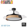 VENTILADOR DC PROVENZA 72W 7200LM NEGRO/HAYA 3 ASPAS DESPLEGABLES 36/51X50/107D. 3000-4000-6000K, REMOTO, TEMPORIZADOR, MEMORIA