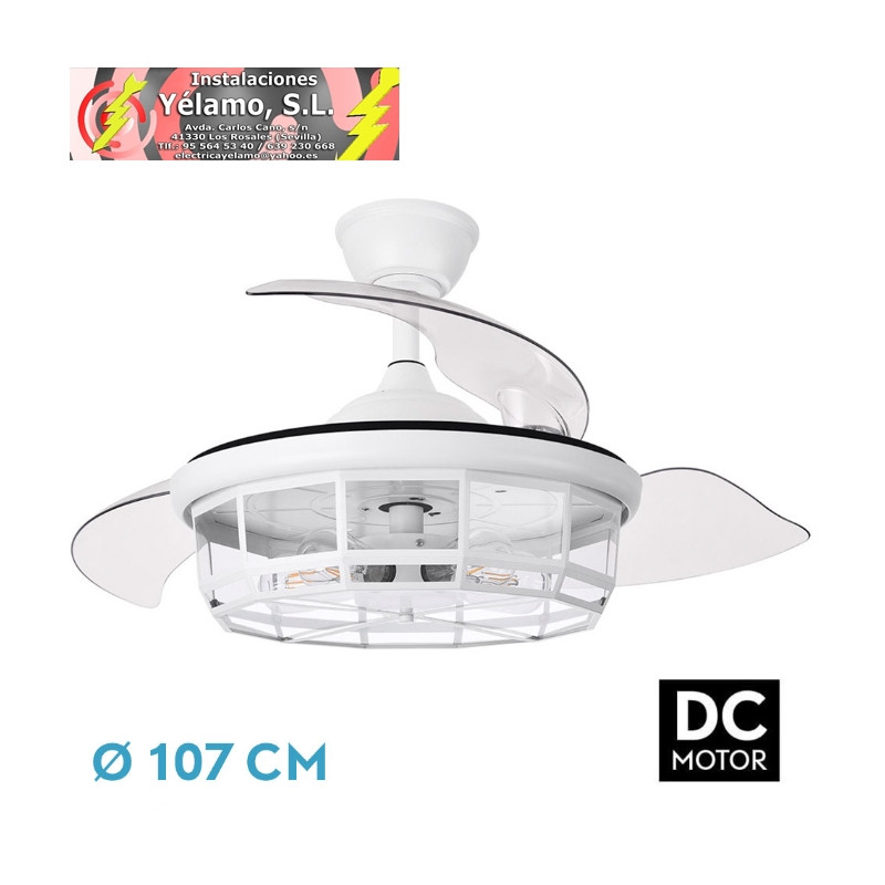 VENTILADOR DC TORNADO BLANCO 5XE27 107D 3ASPAS DESPLEGABLES 6VELOCIDADES C/REMOTO Y TEMPORIZADOR