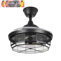 VENTILADOR DC TORNADO NEGRO 5XE27 107D 3ASPAS DESPLEGABLES 6VELOCIDADES C/REMOTO Y TEMPORIZADOR