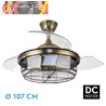 VENTILADOR DC TORNADO CUERO 5XE27 107D 3ASPAS DESPLEGABLES 6VELOCIDADES C/REMOTO Y TEMPORIZADOR