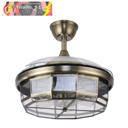 VENTILADOR DC TORNADO CUERO 5XE27 107D 3ASPAS DESPLEGABLES 6VELOCIDADES C/REMOTO Y TEMPORIZADOR