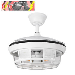 VENTILADOR DC TORNADO MINI BLANCO 3XE27 91 D 3ASPAS DESPLEGABLES 6VELOCIDADES C/REMOTO Y TEMPORIZADOR