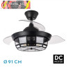 VENTILADOR DC TORNADO MINI NEGRO 3XE27 91D 3ASPAS DESPLEGABLES 6VELOCIDADES C/REMOTO Y TEMPORIZADOR