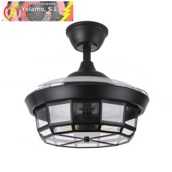 VENTILADOR DC TORNADO MINI NEGRO 3XE27 91D 3ASPAS DESPLEGABLES 6VELOCIDADES C/REMOTO Y TEMPORIZADOR