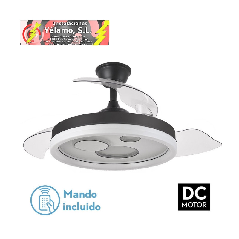 VENTILADOR DC TURIA 72W 6120LM NEGRO/BLANCO 3 ASPAS DESPLEGABLES 32/47X50/110D. 3 COLORES C/REMOTO+TEMPORIZADOR+MEMORIA