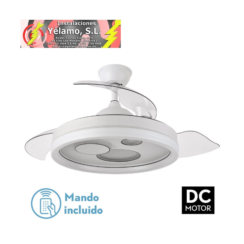 VENTILADOR DC TURIA 72W 6120LM BLANCO 3 ASPAS DESPLEGABLES 32/47X50/110D. 3 COLORES C/REMOTO+TEMPORIZADOR+MEMORIA