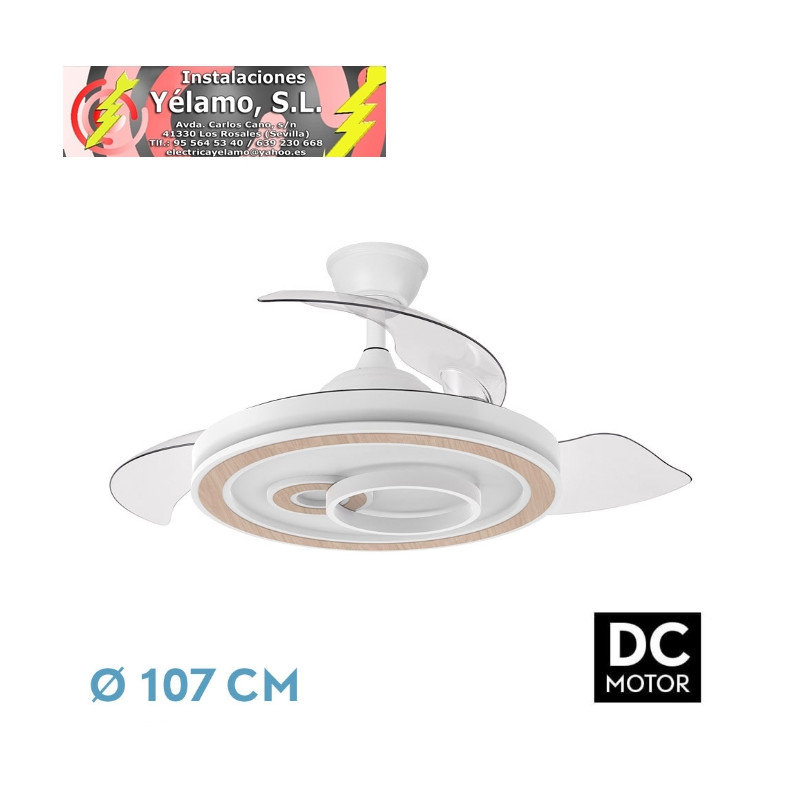 VENTILADOR DC SULTAN 68W BLANCO/HAYA 3 ASPAS DESPLEGABLES 107D 4960LM 3000-4500-6500K RE.INTENSIDAD+REMOTO+MEMORIA+TEMPORIZADOR