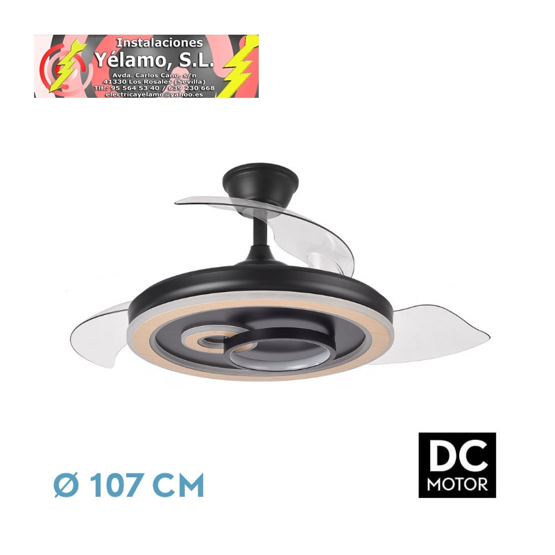 VENTILADOR DC SULTAN 68W NEGRO/MADERA 3ASPAS DESPLEGABLES 4960LM 3000-4500-6500K REG.INTENSIDAD+REMOTO+MEMORIA+TEMPORIZADOR