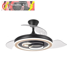 VENTILADOR DC SULTAN 68W NEGRO/MADERA 3ASPAS DESPLEGABLES 4960LM 3000-4500-6500K REG.INTENSIDAD+REMOTO+MEMORIA+TEMPORIZADOR