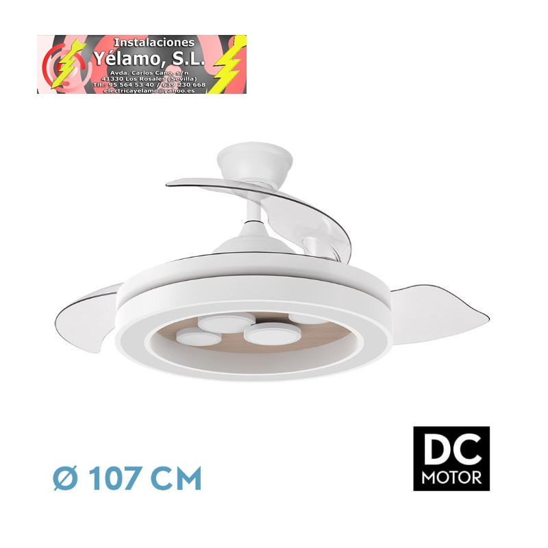 VENTILADOR DC CUPIDO 55W BLANCO/HAYA 3ASPAS 107D 4960LM 3000-4500-6500K REG.INTENSIDAD+REMOTO+MEMORIA+TEMPORIZADOR