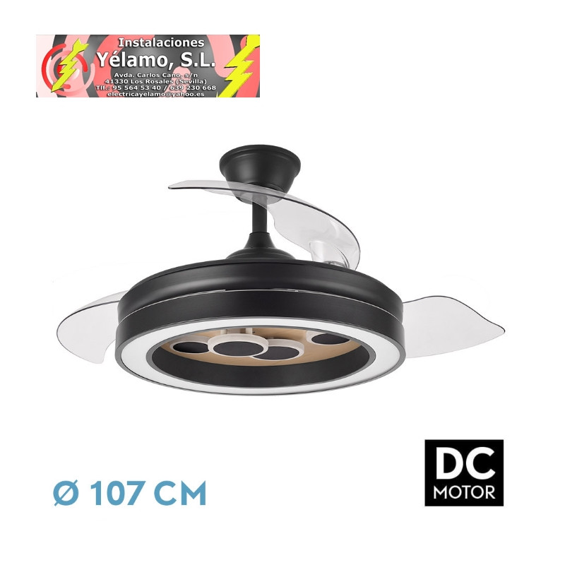 VENTILADOR DC CUPIDO 55W NEGRO/MADERA 3ASPAS 107D 4960LM 3000-4500-6500K REG.INTENSIDAD+REMOTO+MEMORIA+TEMPORIZADOR
