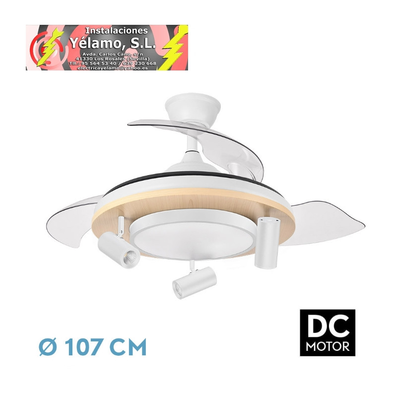 VENTILADOR DC GLADIATOR 37+15W BLANCO/HAYA 3ASPAS 107D 3980LM 3000-4500-6500K REMOTO+MEMORIA+TEMPORIZADOR