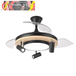 VENTILADOR DC GLADIATOR 37+15W NEGRO/MADERA 3ASP.107D 3980LM 3000-4500-6500K 2ENCENDIDOS INDEP.REMOTO+MEMORIA+TEMPORIZ