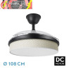 VENTILADOR DC MODA 72W NEGRO/CAÑIZO BLANCO 108D 3ASPAS 7200LM 3000K,4000K,6000K REMOTO+MEMORIA+TEMPORIZADOR