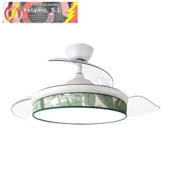 VENTILADOR DC MODA 72W BLANCO/HOJA VERDE 108D 3ASPAS 7200LM 3000K,4000K,6000K REMOTO+MEMORIA+TEMPORIZADOR