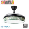 VENTILADOR DC MODA 72W NEGRO/HOJA VERDE 108D 3ASPAS 7200LM 3000K,4000K,6000K REMOTO+MEMORIA+TEMPORIZADOR