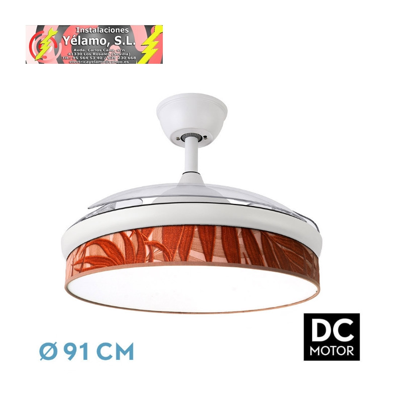 VENTILADOR DC MODA 72W BLANCO/HOJA CALDERA 91D 3ASPAS 7200LM 3000K,4000K,6000K REMOTO+MEMORIA+TEMPORIZADOR