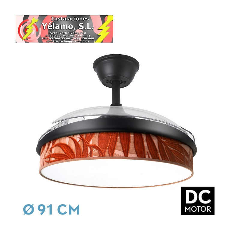 VENTILADOR DC MODA 722 NEGRO/HOJA CALDERA 91D 3ASPAS 7200LM 3000K,4000K,6000K REMOTO+MEMORIA+TEMPORIZADOR