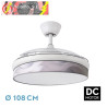 VENTILADOR DC MODA 72W BLANCO/OLA GRIS 108D 3ASPAS 7200LM 3000K,4000K,6000K REMOTO+MEMORIA+TEMPORIZADOR