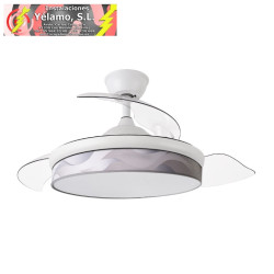 VENTILADOR DC MODA 72W BLANCO/OLA GRIS 108D 3ASPAS 7200LM 3000K,4000K,6000K REMOTO+MEMORIA+TEMPORIZADOR