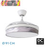 VENTILADOR DC MODA 72W BLANCO/OLA GRIS 91D 3ASPAS 7200LM 3000K,4000K,6000K REMOTO+MEMORIA+TEMPORIZADOR