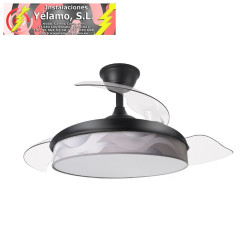 VENTILADOR DC MODA 72W NEGRO/OLA GRIS 108D 3ASPAS 7200LM 3000K,4000K,6000K REMOTO+MEMORIA+TEMPORIZADOR