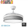 VENTILADOR DC MODA 72W BLANCO/SURCO GRIS 108D 3ASPAS 7200LM 3000K,4000K,6000K REMOTO+MEMORIA+TEMPORIZADOR