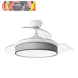 VENTILADOR DC MODA 72W BLANCO/SURCO GRIS 108D 3ASPAS 7200LM 3000K,4000K,6000K REMOTO+MEMORIA+TEMPORIZADOR