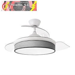 VENTILADOR DC MODA 72W BLANCO/SURCO GRIS 91D 3ASPAS 7200LM 3000-4000-6000K REMOTO+MEMORIA+TEMPORIZADOR