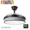 VENTILADOR DC MODA 72W NEGRO/SURCO GRIS 108D 3ASPAS 7200LM 3000K.4000K,6000K REMOTO+MEMORIA+TEMPORIZADOR