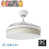 VENTILADOR DC MODA 72W BLANCO/CAÑIZO BLANCO 108D 3ASPAS 7200LM 3000K,4000K,6000K REMOTO+MEMORIA+TEMPORIZADOR