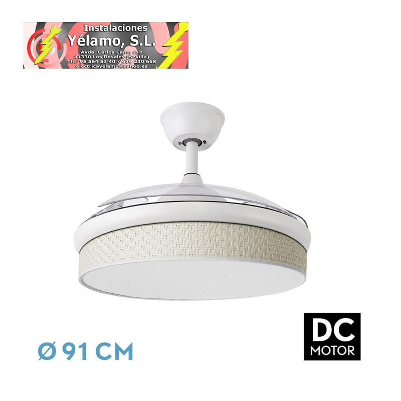 VENTILADOR DC MODA 72W BLANCO/CAÑIZO BLANCO 91D 3ASPAS 7200LM 3000-4000-6000K REMOTO+MEMORIA+TEMPORIZADOR