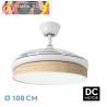 VENTILADOR DC MODA 72W BLANCO/CAÑIZO CLARO 108D 3ASPAS 7200LM 3000K,4000K,6000K REMOTO+MEMORIA+TEMPORIZADOR