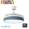 VENTILADOR DC MODA 72W BLANCO/AZUL 108D 3ASPAS 7200LM 3000K,4000K,6000K REMOTO+MEMORIA+TEMPORIZADOR