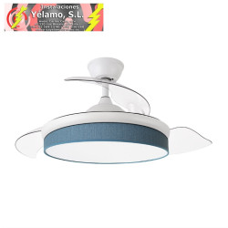 VENTILADOR DC MODA 72W BLANCO/AZUL 108D 3ASPAS 7200LM 3000K,4000K,6000K REMOTO+MEMORIA+TEMPORIZADOR