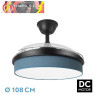 VENTILADOR DC MODA 72W NEGRO/AZUL 108D 3ASPAS 7200LM 3000K,4000K,6000K, REMOTO+MEMORIA+TEMPORIZADOR