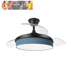 VENTILADOR DC MODA 72W NEGRO/AZUL 108D 3ASPAS 7200LM 3000K,4000K,6000K, REMOTO+MEMORIA+TEMPORIZADOR