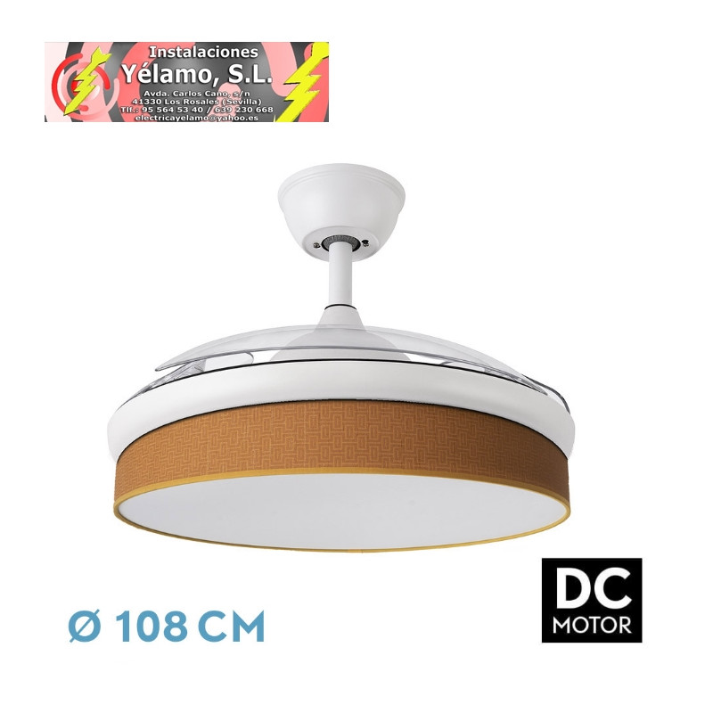 VENTILADOR DC MODA 72W BLANCO/NARANJA 108D 3ASPAS 7200LM 3000-4000-6000K REMOTO+MEMORIA+TEMPORIZADOR