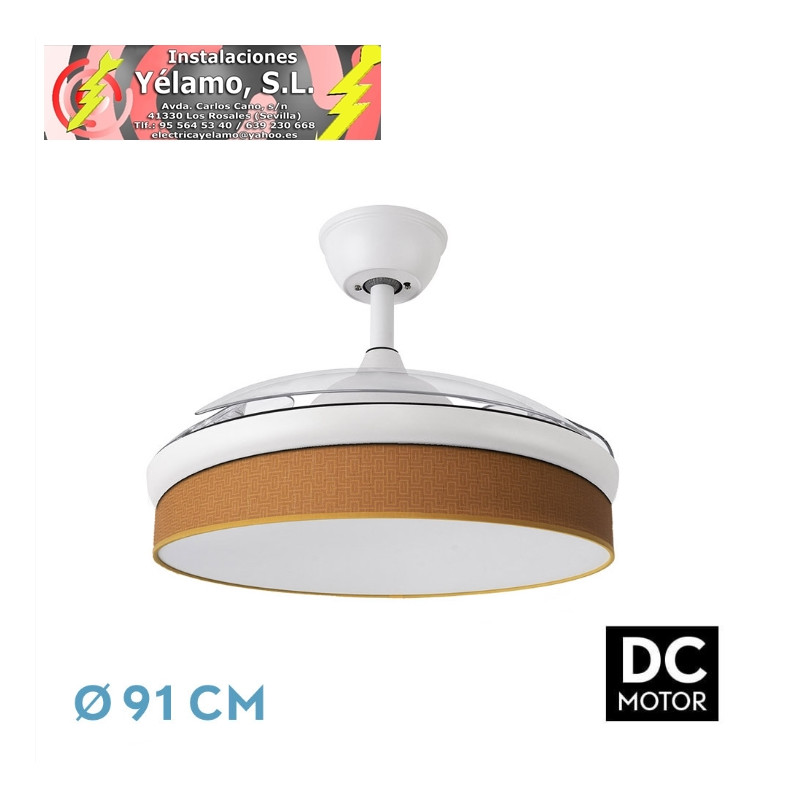 VENTILADOR DC MODA 72W BLANCO/NARANJA 91D 3ASPAS 7200LM 3000-4000-6000K REMOTO+MEMORIA+TEMPORIZADOR
