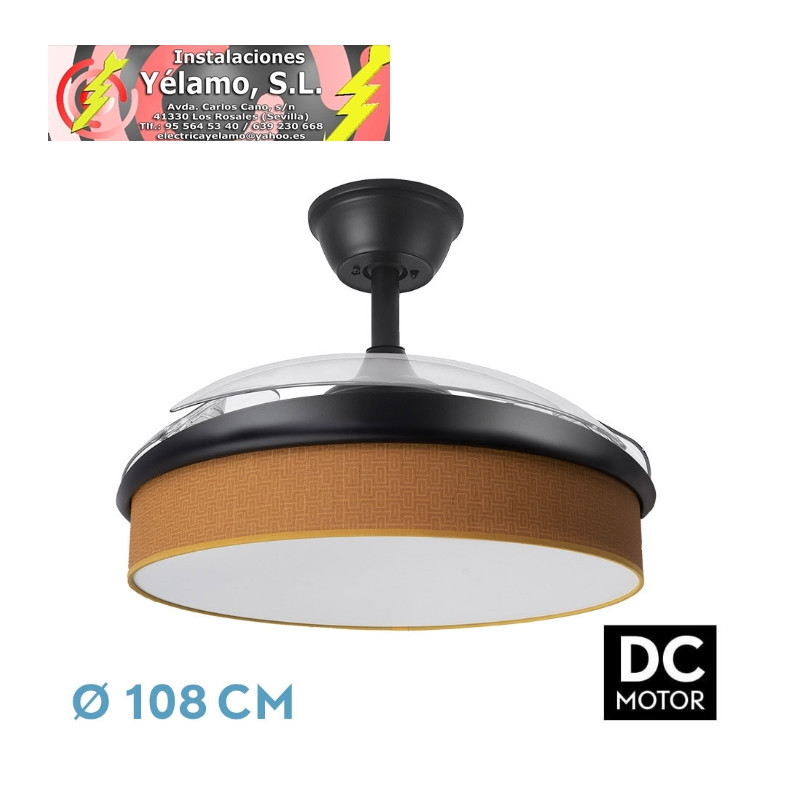 VENTILADOR DC MODA 72W NEGRO/NARANJA 108D 3ASPAS 7200LM 3000-4000-6000K REMOTO+MEMORIA+TEMPORIZADOR